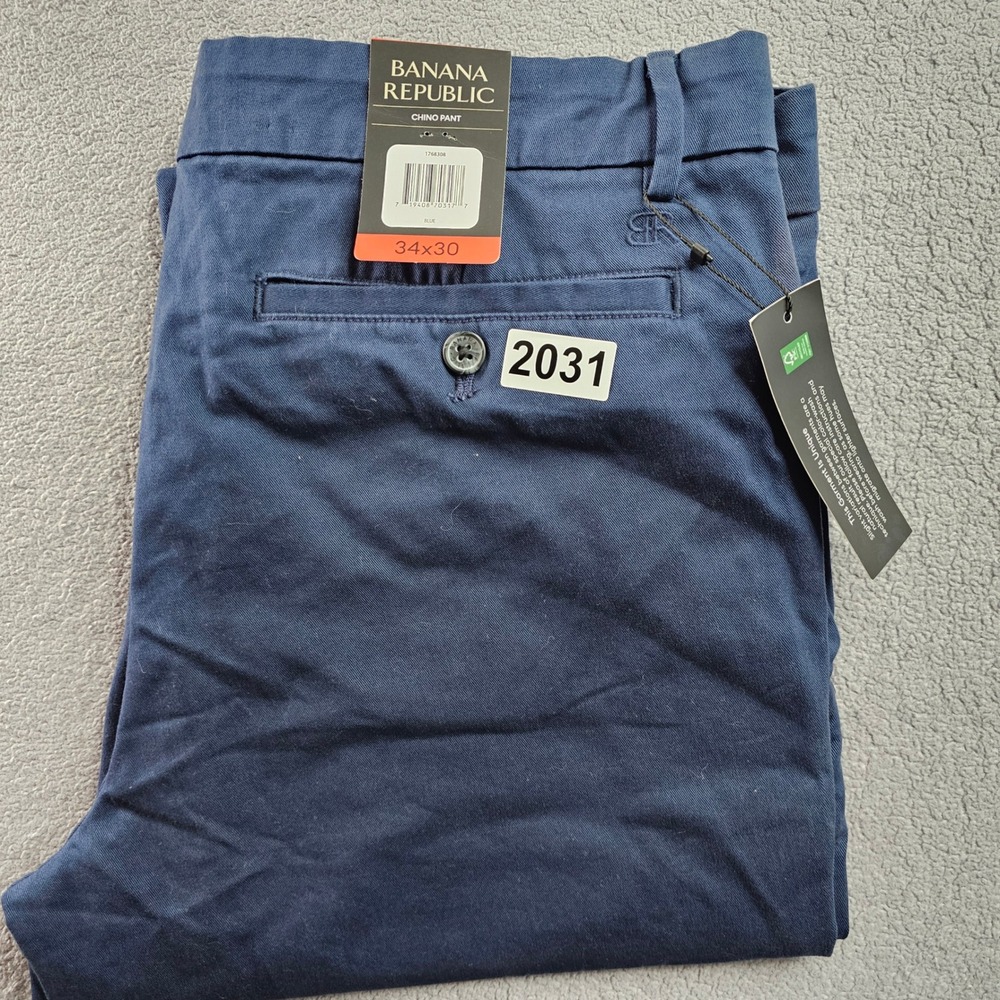 Banana Republic Chino Pants Men's 34x30 Blue‎ Performance Mid-Rise Straight Leg - Picture 10 of 10